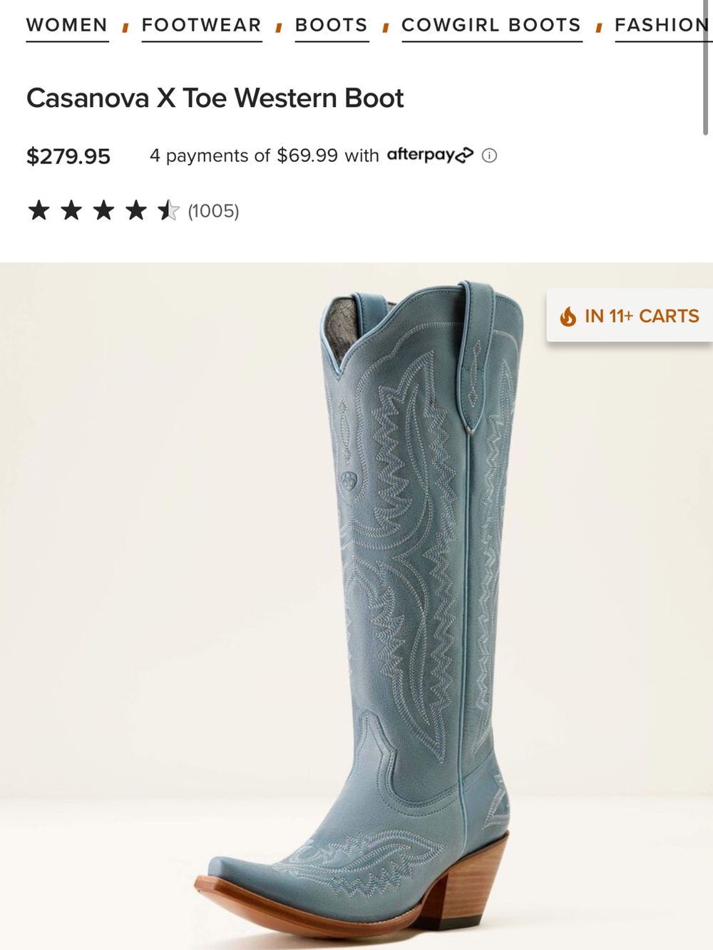 Ariat Casanova Western Boot Vintage Denim